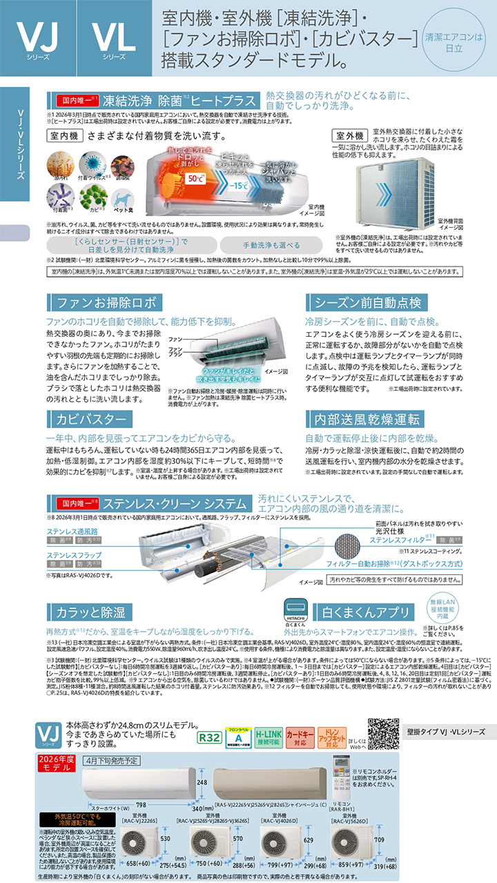 日立 ルームエアコン RAS-VJ2226S-C