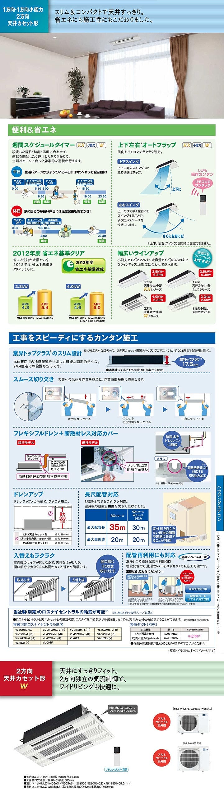三菱電機 ハウジングエアコン MLZ-W6317AS