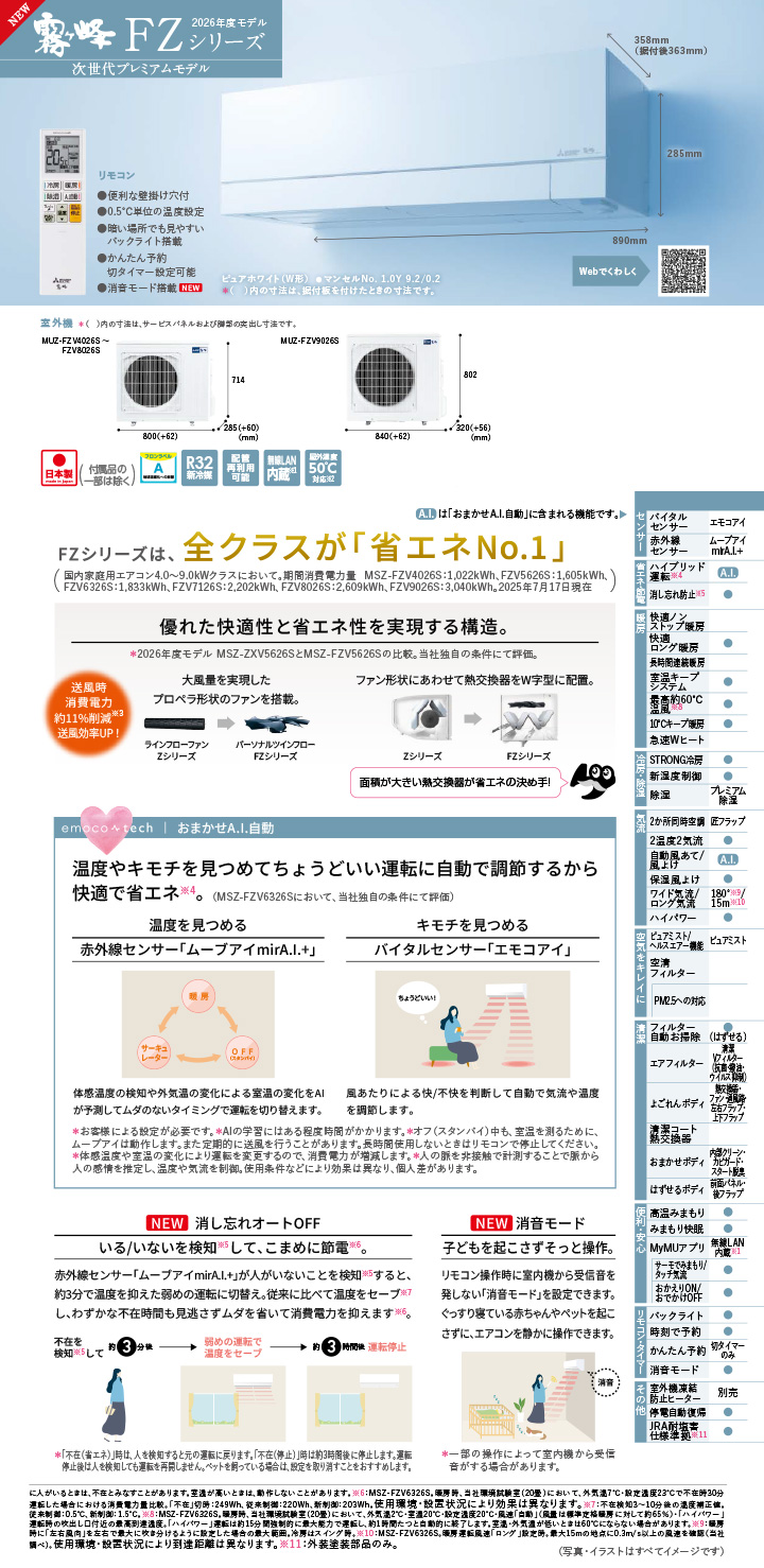 三菱電機 ルームエアコン MSZ-FZV5626S-W