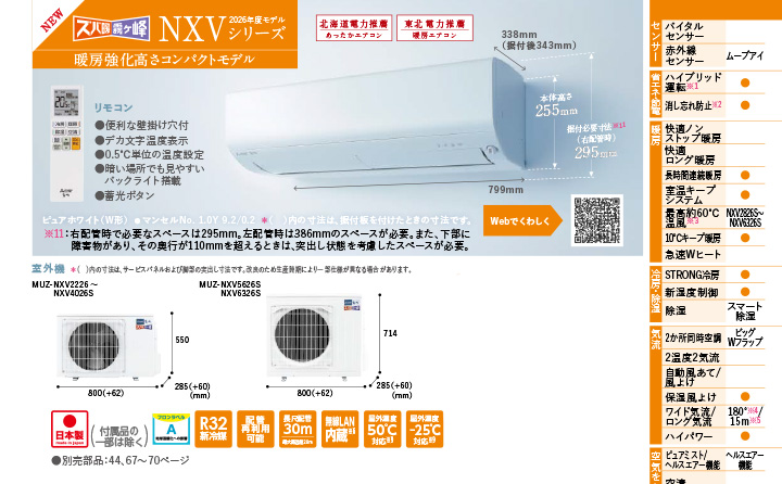 三菱電機 ルームエアコン MSZ-NXV2226-W