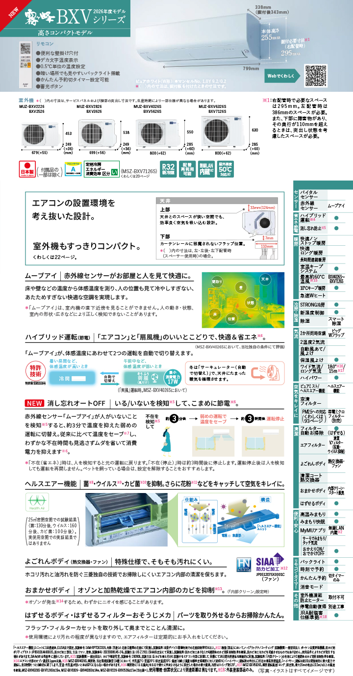 三菱電機 ルームエアコン MSZ-BXV6326S-W