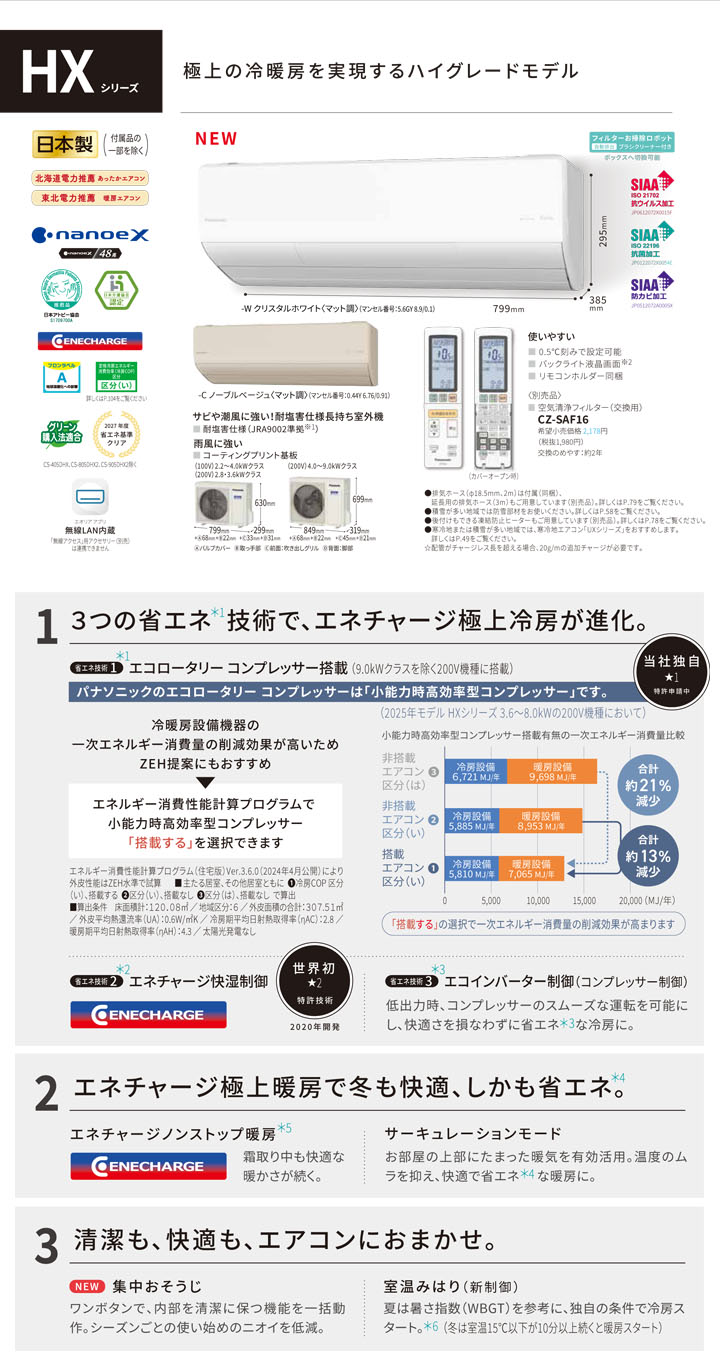パナソニック ルームエアコン XCS-285DHX2-C/S