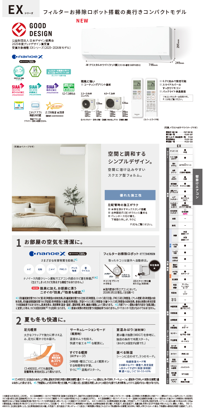 パナソニック ルームエアコン XCS-716DEX2-W/S