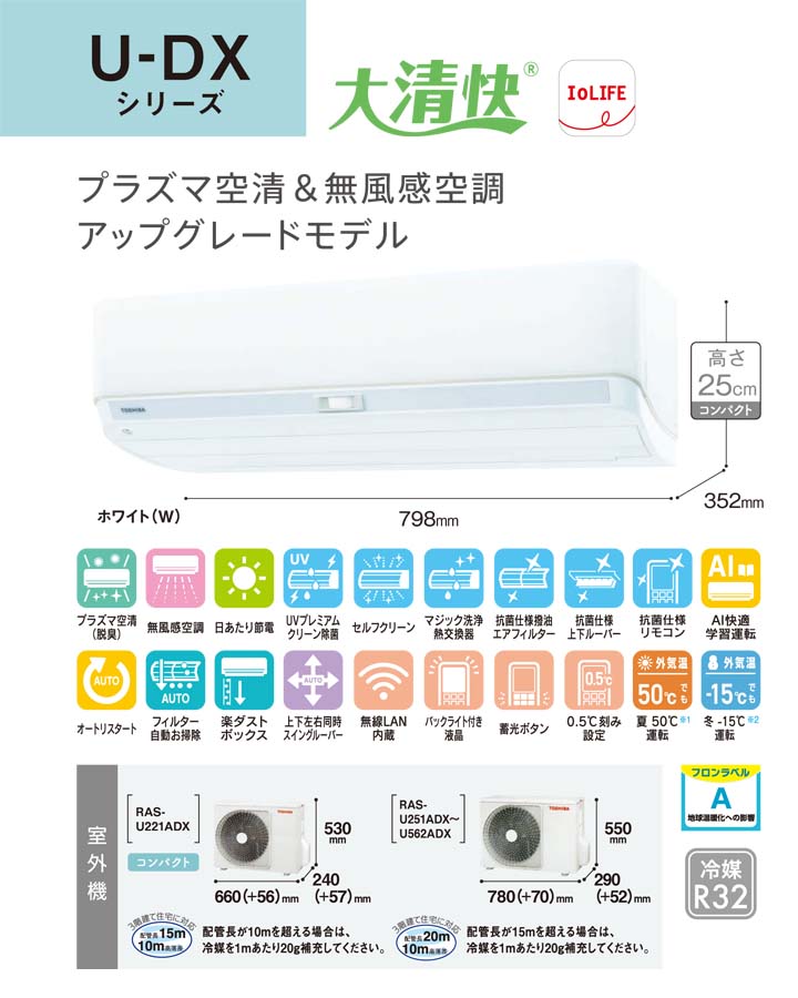 東芝 ルームエアコン RAS-U562DX-W